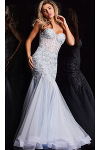 Jovani Strapless Long Light Blue Prom Dress 22924 - Prom