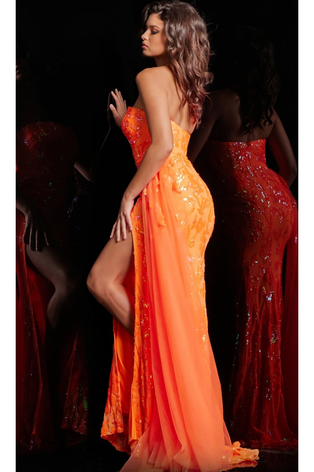 Jovani Strapless Long Neon Sequin Prom Dress 26134 - Apparel & Accessories > Clothing > Dresses