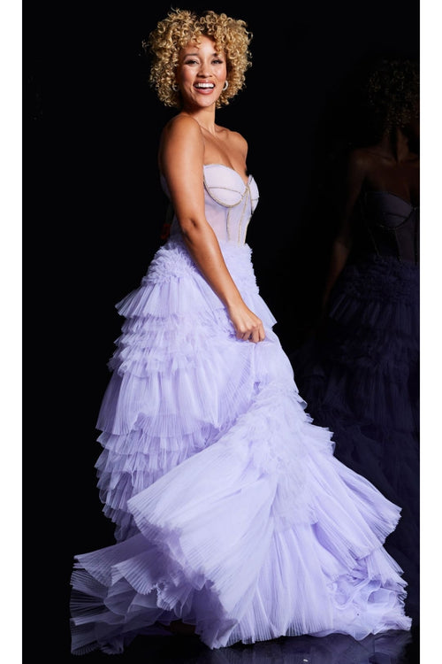 Jovani Strapless Long Ruffled Prom Ball Gown 38539 - Prom