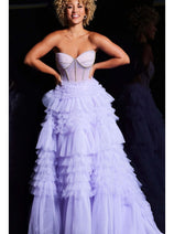Jovani Strapless Long Ruffled Prom Ball Gown 38539