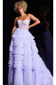 Jovani Strapless Long Ruffled Prom Ball Gown 38539 - Lavender / Prom