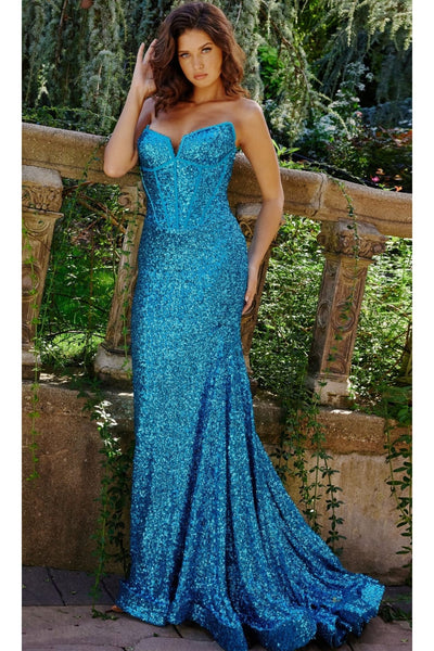 Jovani Strapless Long Sequin Prom Dress 23077 - Apparel & Accessories > Clothing > Dresses