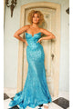 Jovani Strapless Long Sequin Prom Dress 23077 - Turquoise / Apparel & Accessories > Clothing > Dresses