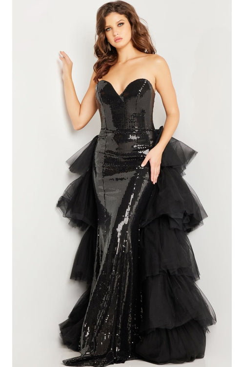 Jovani Strapless Long Sequin Prom Dress 24554 - Prom