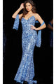 Jovani Strapless Sequin Long Prom Dress 05054 - Periwinkle / 00 - Apparel & Accessories > Clothing > Dresses
