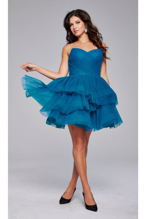 Jovani Strapless Short Babydoll Hoco Dress 41054 - Apparel & Accessories > Clothing > Dresses