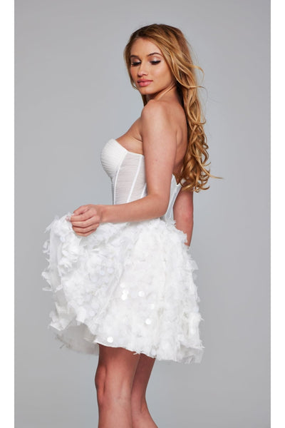 Jovani Strapless Short White Hoco Dress 38248 - Apparel & Accessories > Clothing > Dresses