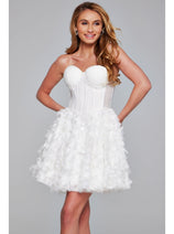 Jovani Strapless Short White Hoco Dress 38248