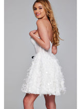 Jovani Strapless Short White Hoco Dress 38248