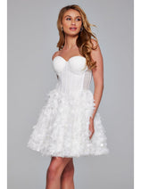 Jovani Strapless Short White Hoco Dress 38248