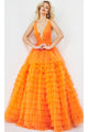 Jovani V-Neck Long Ruffled Prom Ball Gown 07264 - Prom