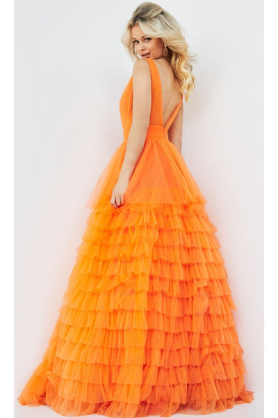 Jovani V-Neck Long Ruffled Prom Ball Gown 07264 - Prom