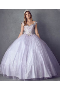 Embellished Quinceanera Ball Formal Gown - LILAC / XS