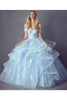 Embroidery Metallic Quinceanera Dress - Baby BLUE / XS
