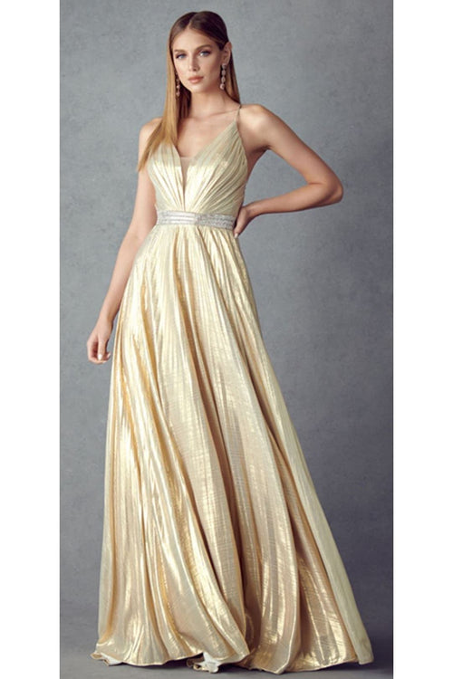 Pleated Red Carpet Stunning Dress - GOLD / XS