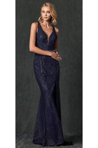 Strappy Formal Evening Gown - NAVY BLUE / XS