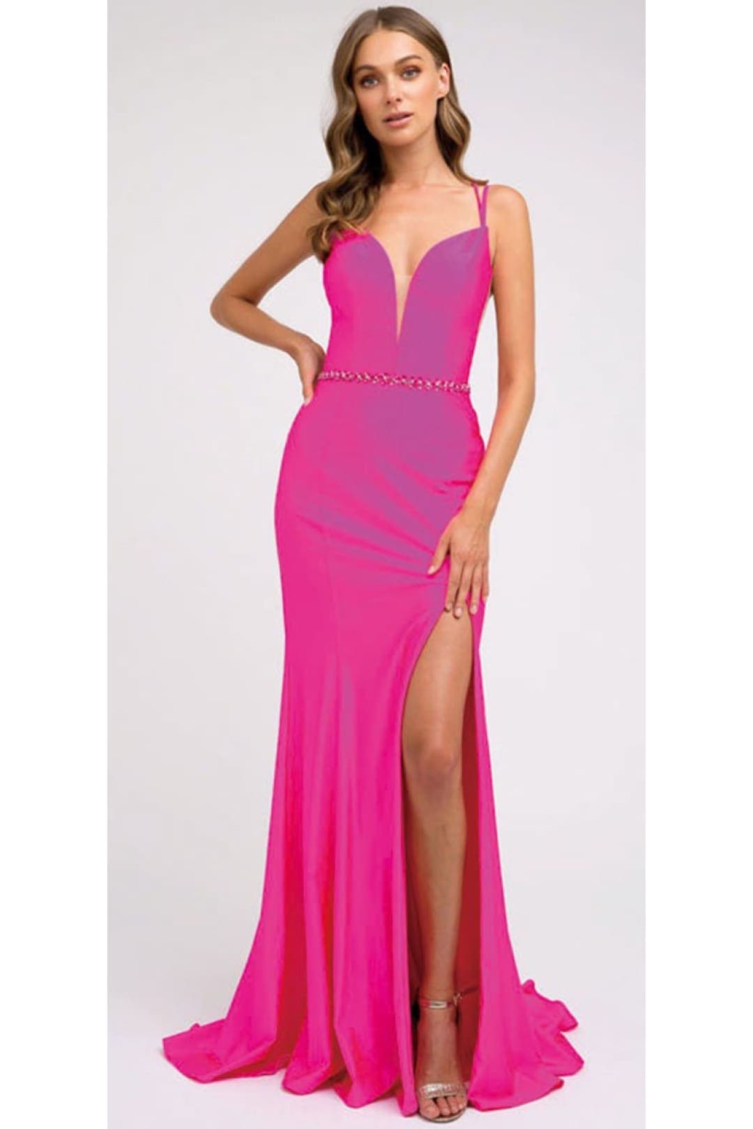 Prom Fitted Evening Gown - FUCHSIA / XS