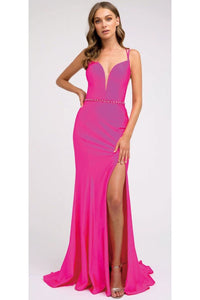 Prom Fitted Evening Gown - FUCHSIA / XS