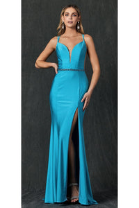 Prom Fitted Evening Gown - TURQUOISE / XS