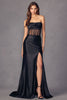 Juliet 2416 Sheer bodice Cowl neck Strapless Simple Bridesmaids Gown - BLACK / XS