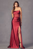 Juliet 2416 Sheer bodice Cowl neck Strapless Simple Bridesmaids Gown - BURGUNDY / XS