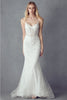 Juliet 250 Embellished Lace Strappy Back Corset Bone Wedding Gown - OFF WHITE / S