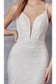 Juliet 272B Spaghetti Straps V-neck Wedding Reception Bridal Gown - OFF WHITE / XS