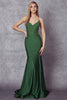 juliet 276 Strappy Back Embellished Fitted Prom Long Dress - EMERALD GREEN / XS