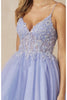 Juliet 863 Lace Applique Corset Bone Short Homecoming Mesh Dress