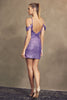 Juliet 868 Cold Shoulder Sequins Semi Formal Short Ruched Dress