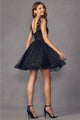 Juliet 881 Feathers A-line Glitter Tulle Short Cocktail Dama Dress - Dress