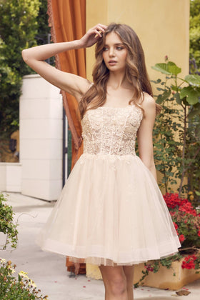 Champagne Bridesmaid Dresses-Inexpensive Juliet 883 A-line Cocktail