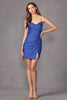Juliet 896 Ruched Cowl Neck Fitted Spaghetti Straps Party Dress