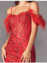 Red Bridesmaid Dresses-Inexpensive Juliet 897 Feathers Short Prom