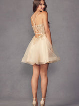 Juliet 902 3D Butterfly Applique Spaghetti Straps Cocktail Dress