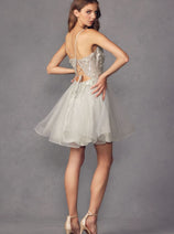 Juliet 902 3D Butterfly Applique Spaghetti Straps Cocktail Dress