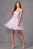 Juliet 902 3D Butterfly Applique Spaghetti Straps Cocktail Dress - LILAC / XS