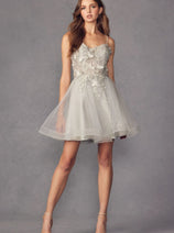 Juliet 902 3D Butterfly Applique Spaghetti Straps Cocktail Dress