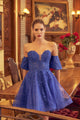 Juliet 909 Sweetheart Corset Detachable Sleeves Cocktail Short Dress - Dress