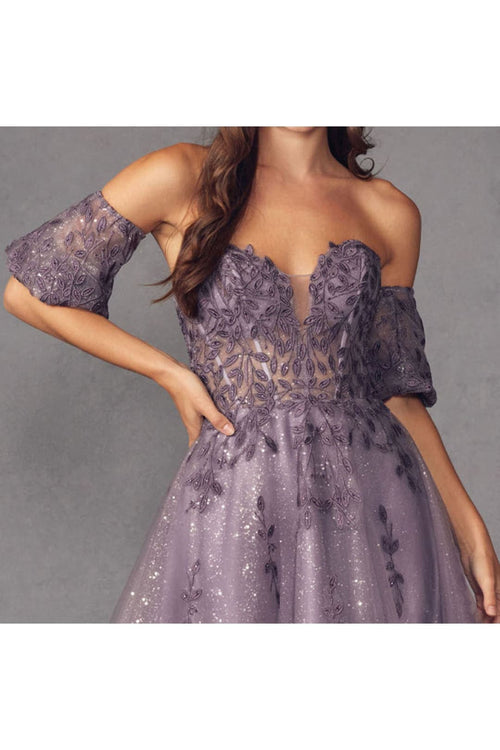 Juliet 909 Sweetheart Corset Detachable Sleeves Cocktail Short Dress