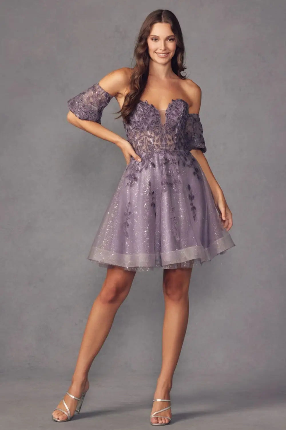 Juliet 909 Sweetheart Corset Detachable Sleeves Cocktail Short Dress
