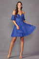 Juliet 909 Sweetheart Corset Detachable Sleeves Cocktail Short Dress - ROYAL BLUE / XS