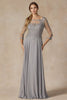 Juliet M12 3/4 Sleeves A-line Chiffon Mother Of The Bride Gown - SILVER / M