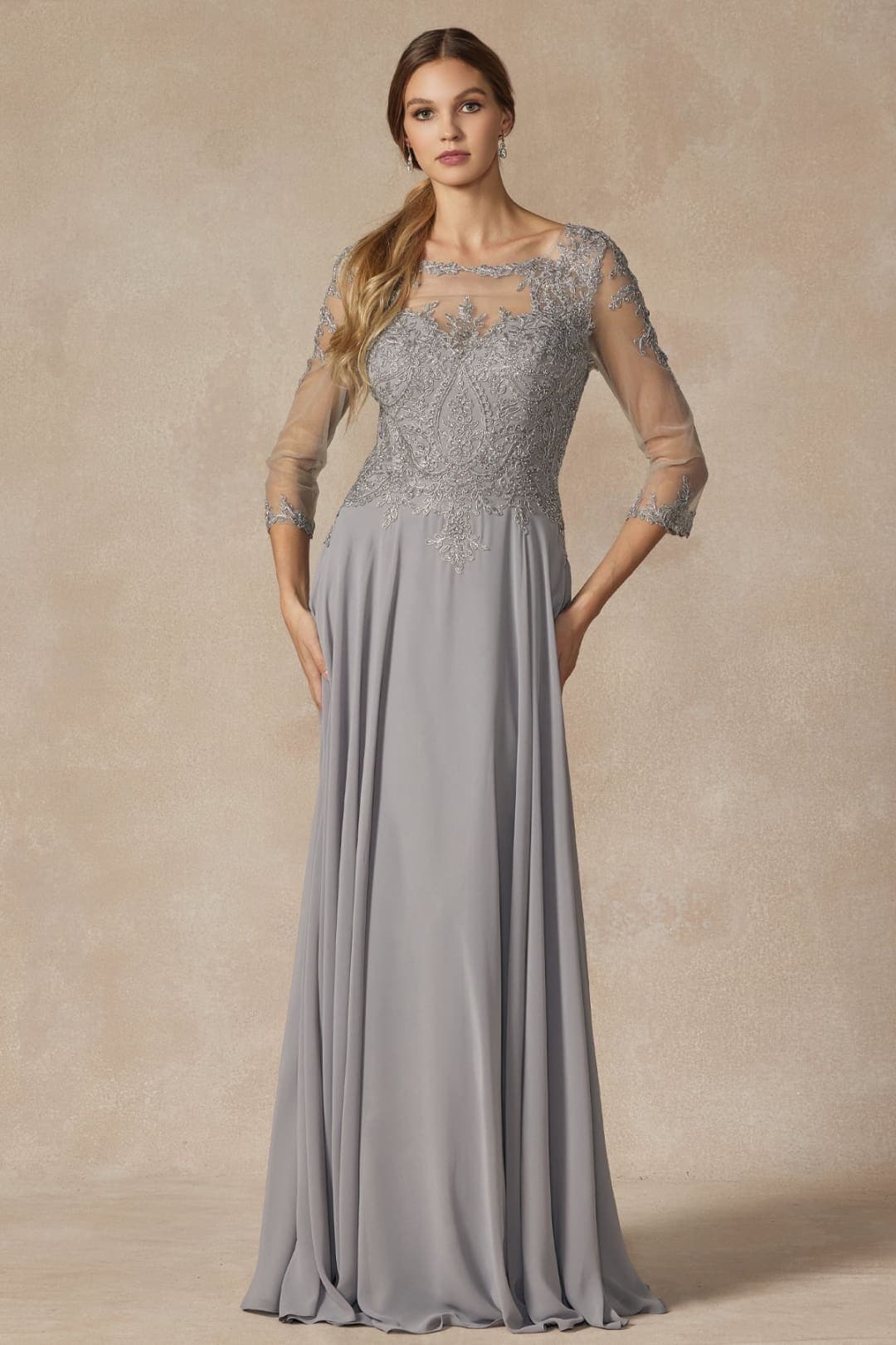 Juliet M12 3/4 Sleeves A-line Chiffon Mother Of The Bride Gown Juliet M12 3/4 Sleeves A-line Chiffon Mother Of The Bride Gown