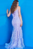 JVN by Jovani JVN02012 Spaghetti Strap Embroidered Sheath Evening Gown