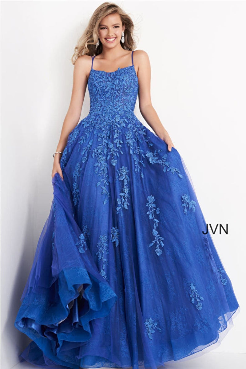 JVN by Jovani JVN06644 Sleeveless Floral Embroidered A-Line Prom Dress