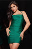 JVN by Jovani JVN09863 Sexy Strappy Exposed Back Fitted Mini Hoco Dress - EMERALD / 00