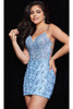 JVN by Jovani JVN22533 Strappy Floral Embroidery Mini Prom Dress