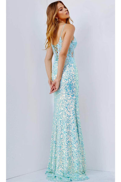 JVN by Jovani JVN24299 Beaded Sheer Bustier Inspired Bodice Prom Evening Gown