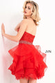 JVN by Jovani JVN3099 Strapless Ruffled Short Homecoming Dress
